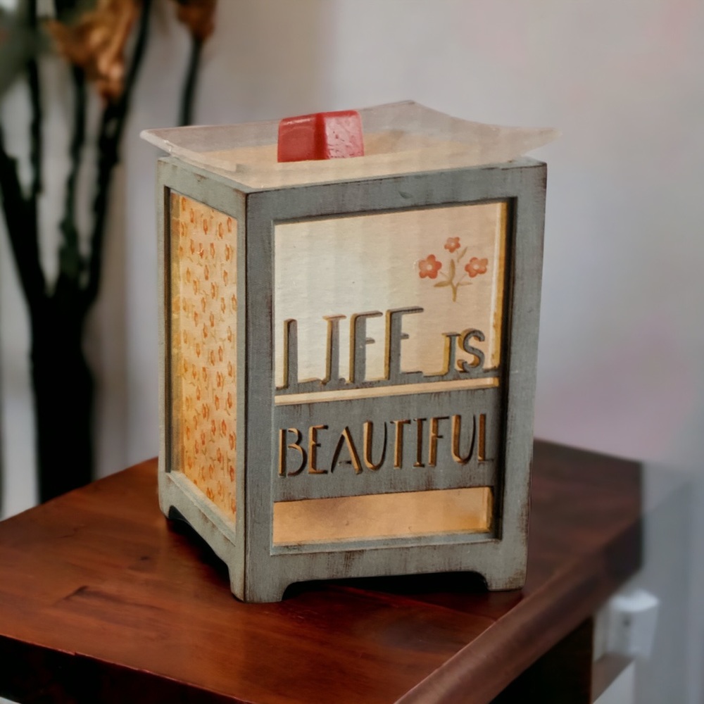 Life Is Beautiful Decorative Candle Lantern - Gray and Cream